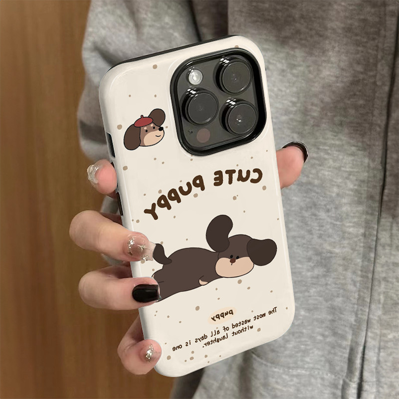 เคสสุนัขขี้เกียจ 2-in-1 สําหรับ Apple 16 Pro Max iPhone 15 Dual Layer 14 Pro Film 13/12/11 Pro Max 7/8p Xs Max ฝาครอบป้องกันกันกระแทก
