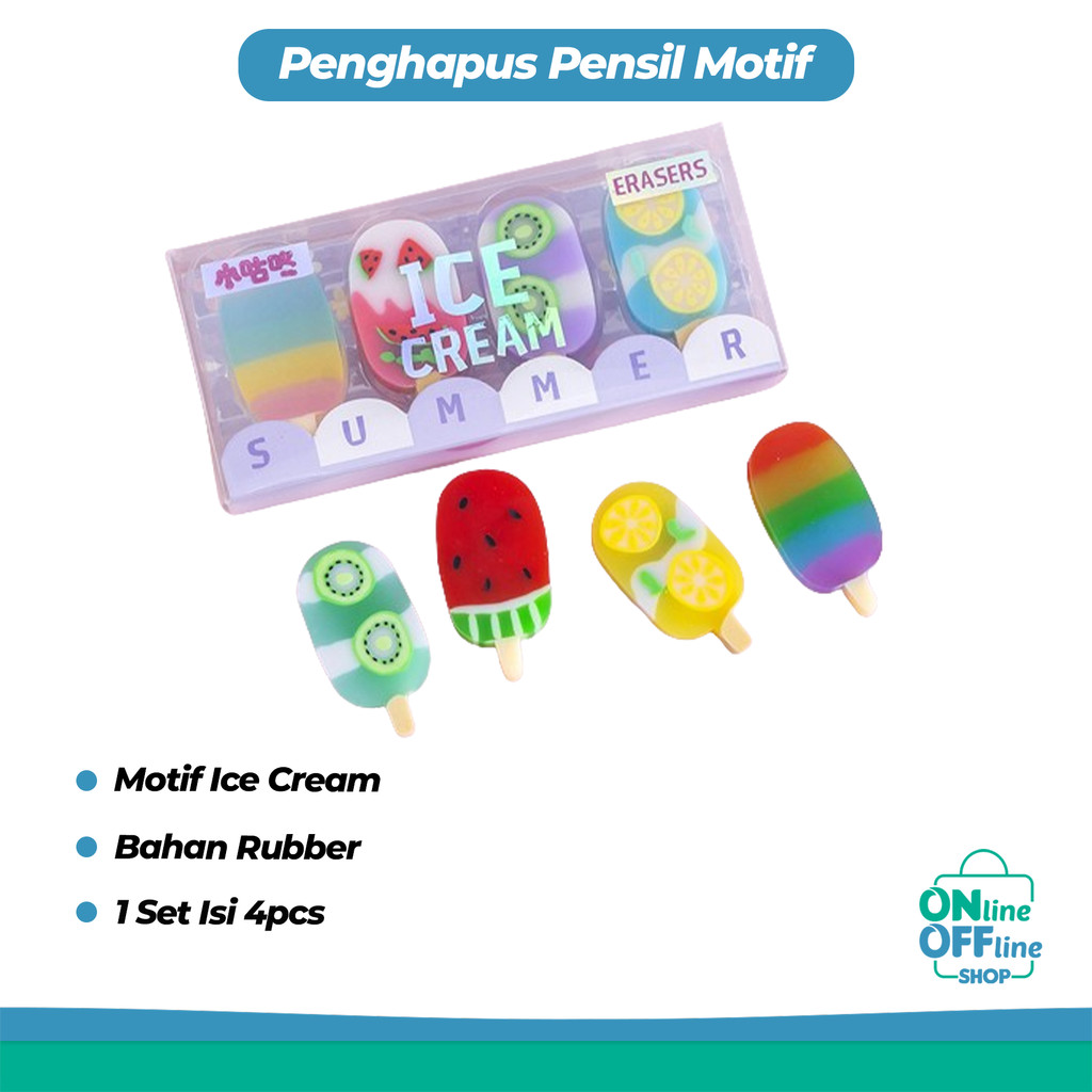 ไอศกรีม Erazer Character Pencil Eraser Set 4 ชิ้น OOS 846