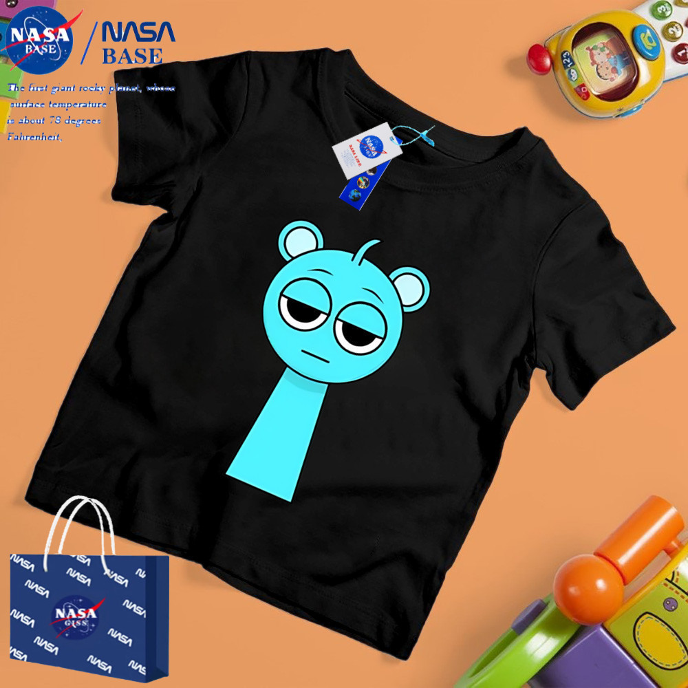 NASA เสื้อยืดเด็ก Incredibox Sprunki Fun พิมพ์การ์ตูนผ้าฝ้ายแท้ที่สมบูรณ์แบบสําหรับชุดฤดูร้อน