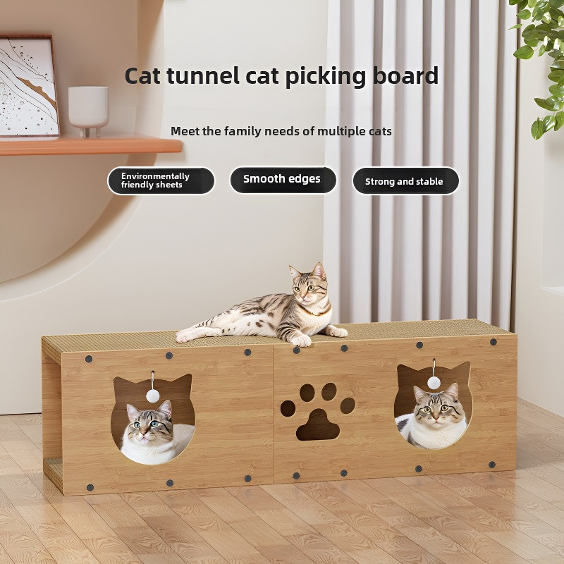 [QPet] กระดานเกาอุโมงค์แมว กระดานความหนาแน่น บ้านแมว ของเล่นแมวทุกฤดูกาล