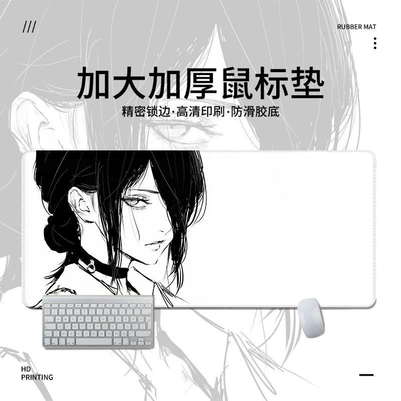 แผ่นรองเมาส์ขยาย Anime Chainsaw Man Makima Power สําหรับพัดลม ACG Boys Study Desk Mat ฐานยางกันลื่นเย็บขอบแผ่นรองเม้าส์ขนาดใหญ่สําหรับแล็ปท็อปคอมพิวเตอร์