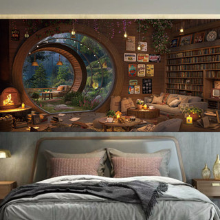 ผ้าพื้นหลังภูมิทัศน์ Agirl ผ้าแขวน Ins ผ้าตกแต่งหอพัก ผ้าผนั…