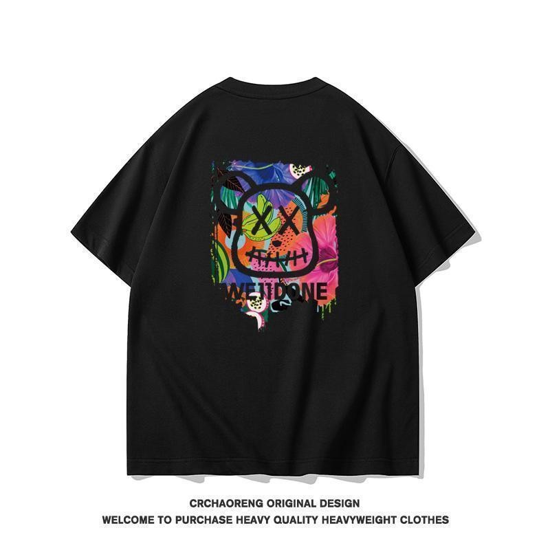 Woo Right  ผ้าฝ้ายใส่สบาย สไตล์เกาหลี ลาย "WEIIDONE" เสื้อยืดผ้าคอตตอน   เสื้อยืดโอเวอร์ไซส์ ผู้ชายและผู้หญิง