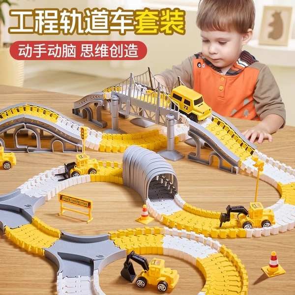 รถไฟฟ้า 2 ล้อ รถไฟฟ้าเด็ก เด็กวาไรตี้ติดตามรถไฟของเล่นรถยนต์ไฟฟ้ารถเด็กเด็กการศึกษา3ปีแข่งรถรุ่นของข