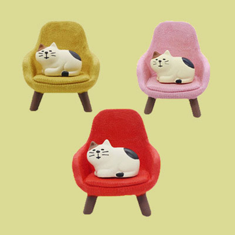 Zakka ตุ๊กตาเรซิ่น รูปแมว เก้าอี้โซฟา ขนาดเล็ก สไตล์ญี่ปุ่น สร้างสรรค์ สําหรับตกแต่งโต๊ะ ห้องนอน