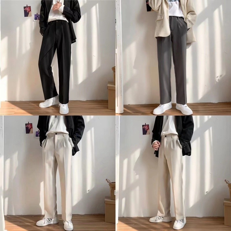 กางเกงขากว้างลําลอง ทรงหลวม สไตล์เกาหลี สําหรับผู้ชาย Clothing เสื้อผ้า Man ลำลอง