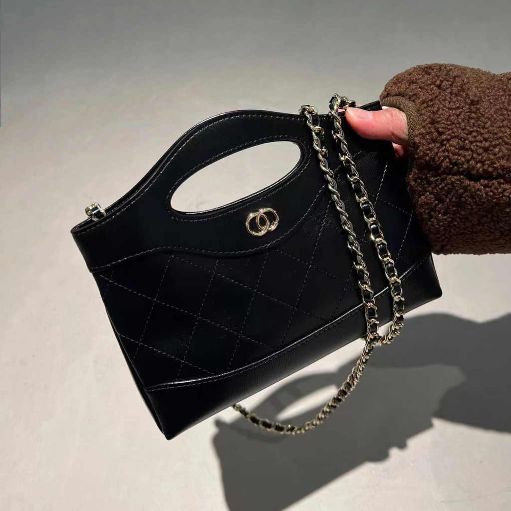 กระเป๋าถือ กระเป๋าสะพายไหล่ Chanel หนังแท้ แต่งสายโซ่ ขนาดเล็ก ระดับไฮเอนด์ สําหรับสตรี