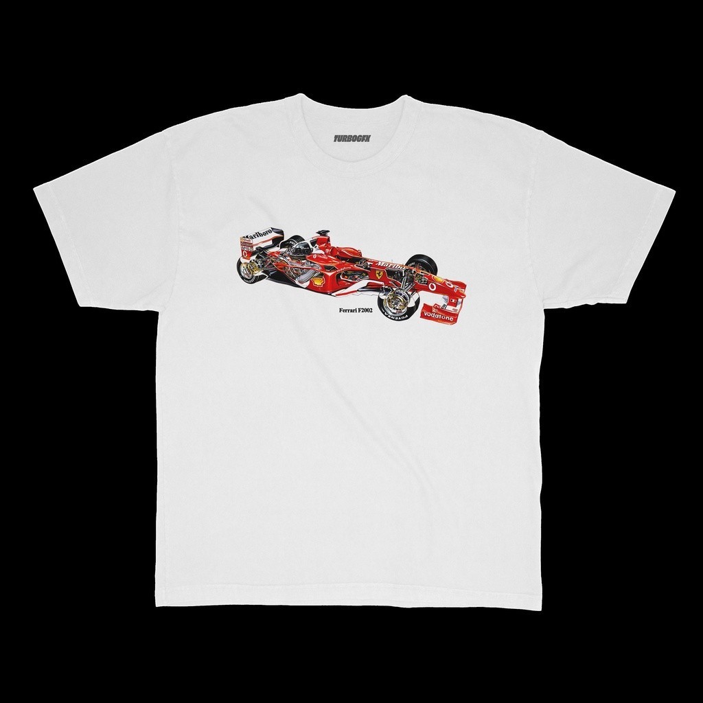 T-Shirtแฟชั่นใหม่ เสื้อยืด F1 Ferrari F2002 Formula 1 ของขวัญสําหรับผู้ชาย S-5XL