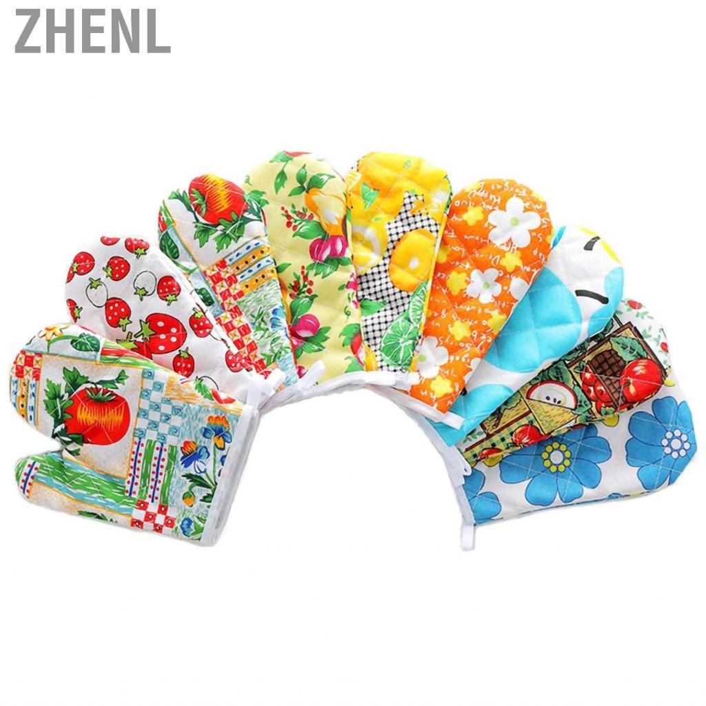 Zhenl 1pcs Non-slip Oven Gloves Flower Pattern Cotton Kitchen Insulation Cooking Microwave Mitts for Random