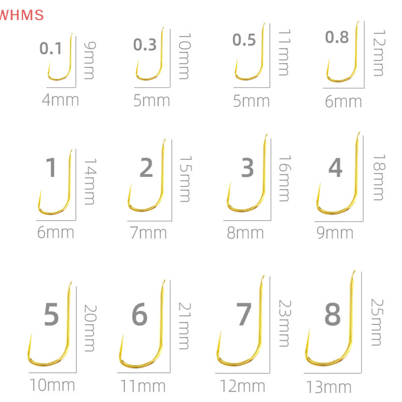 (WHMS) ใหม่ ตะขอเบ็ดตกปลา สีทอง ก้านยาว สีดํา สําหรับตกปลาคาร์พ 100 ชิ้น