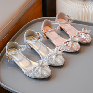 รองเท้าส้นสูง รองเท้าหนัง ประดับโบว์ พลอยเทียม แฟชั่นฤดูร้อน…