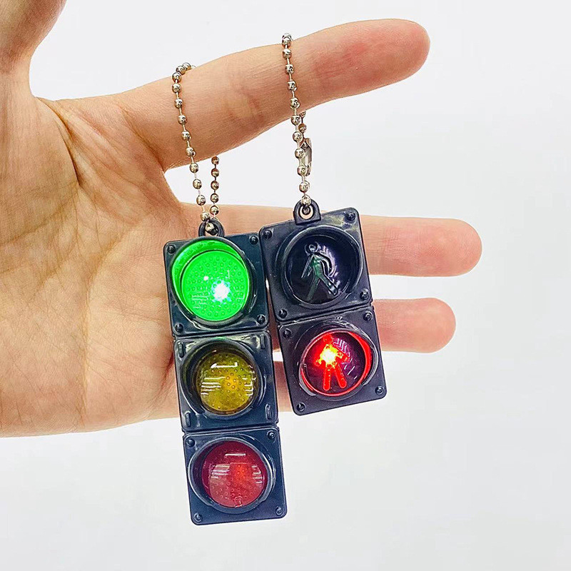 Tiktok LED Mini Traffic Light พวงกุญแจโลหะ 3D จี้พวงกุญแจ