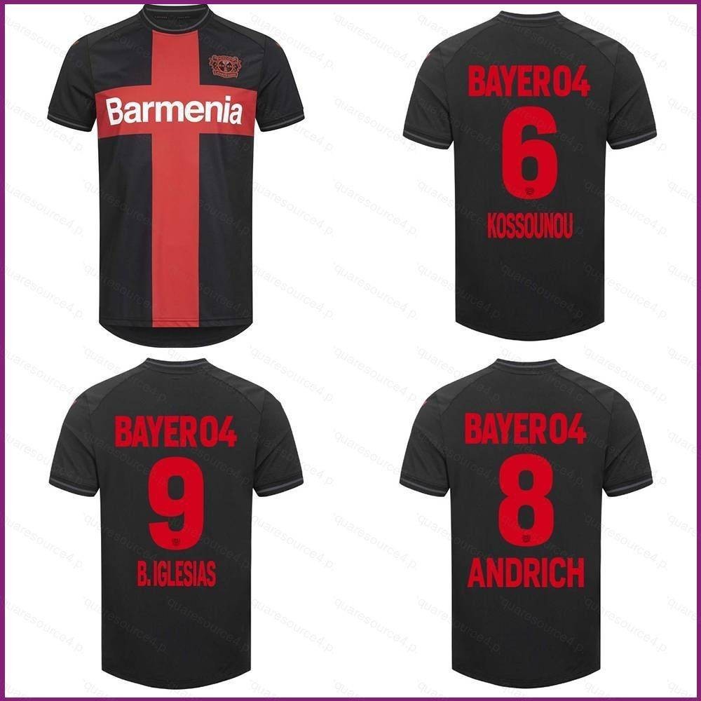 Yx 2023-2024 Bundesliga Bayer 04 Leverkusen Kossounou Andrich Biglesias เสื้อยืด พลัสไซซ์ สําหรับเด็ก และผู้ใหญ่
