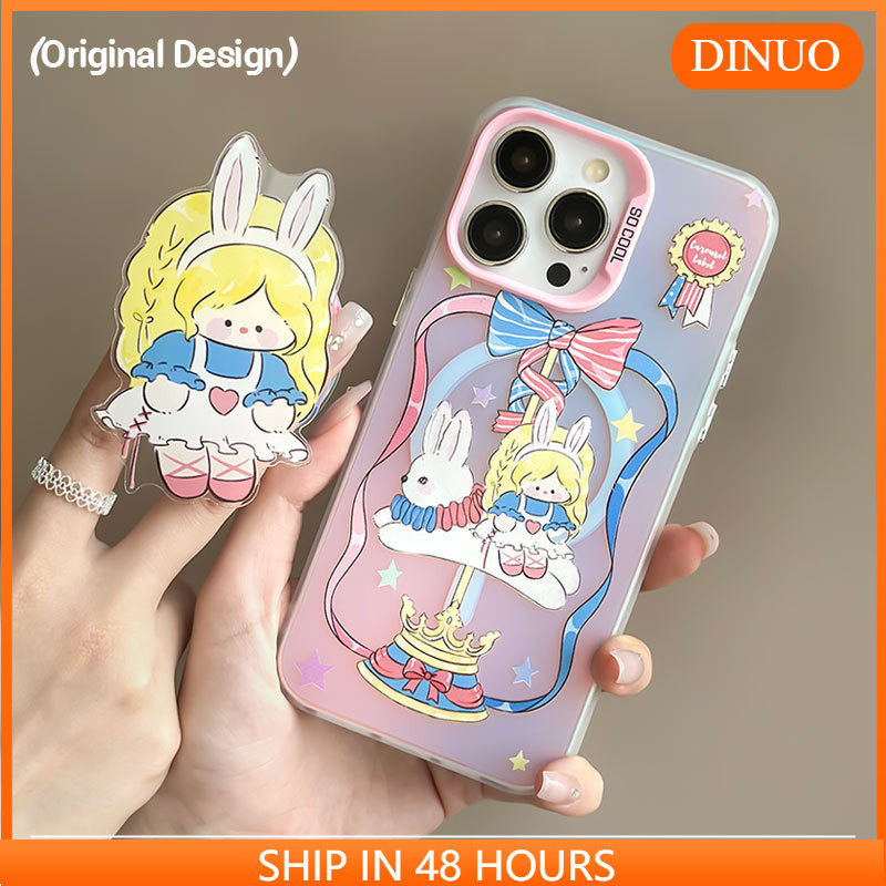 เคสโทรศัพท์มือถือ แบบแม่เหล็ก ลายกระต่าย เด็กผู้หญิง คละสี สําหรับ iphone15 14promax 13 12 11 XR XS X XSMAX 7 8PLUS DINUO