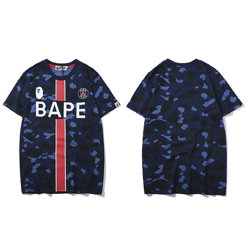 เสื้อยืด ปักลายพราง BAPE X PSG Paris Saint-Germain