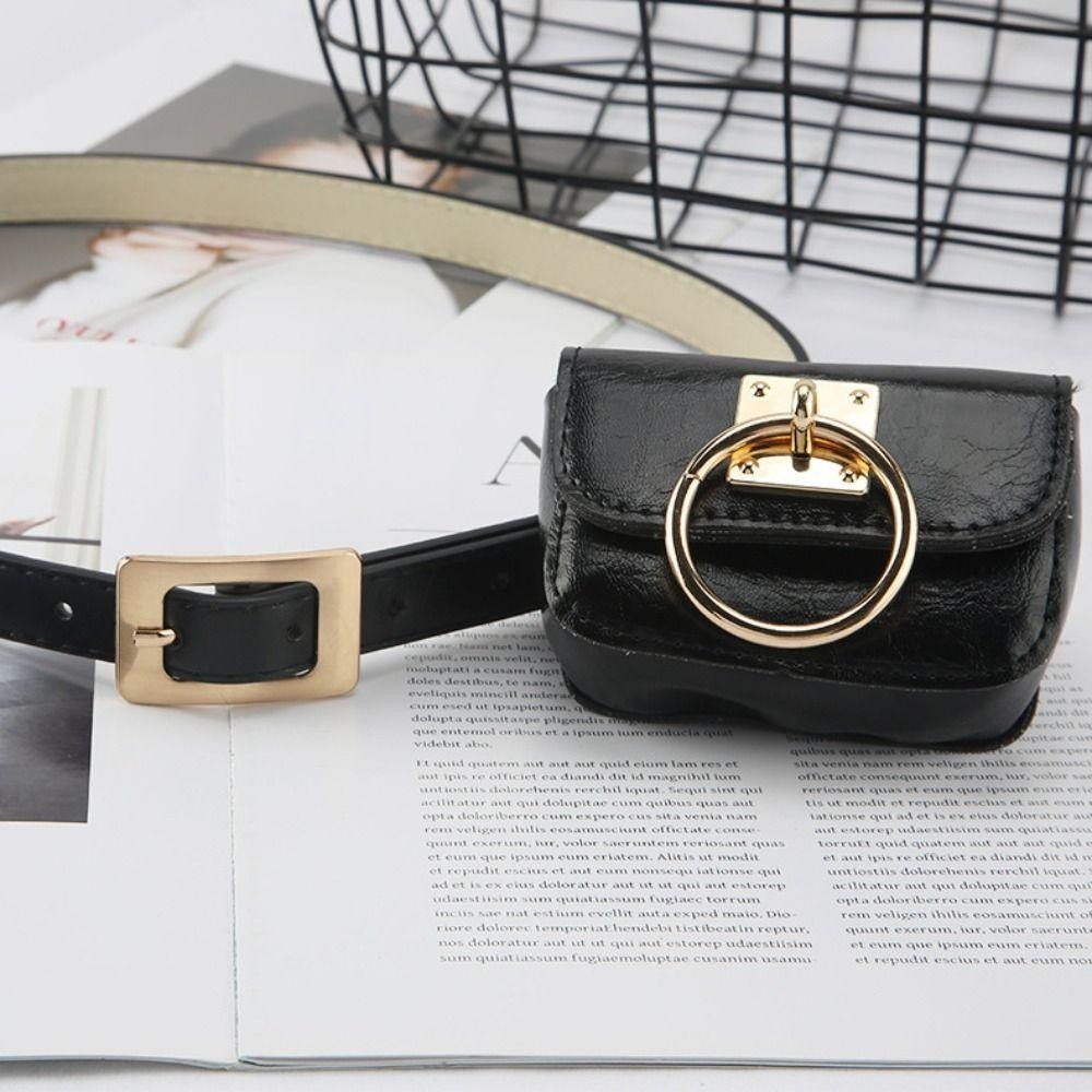 HOBBYIN ผู้หญิงกระเป๋าเข็มขัดวินเทจ, PU หนัง Punk Square Heart Gothic Fanny Packs, Travel เอวกระเป๋า Y2K สไตล์เข็มขัดหัวเข็มขัดโลหะสีดํา