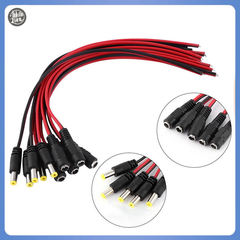 Wl| ใหม่ ปลั๊กแจ็คซ็อกเก็ตเชื่อมต่อสายไฟ DC ตัวผู้ และตัวเมีย 12V ขนาด 5.5x2.1 มม. 10 ชิ้น