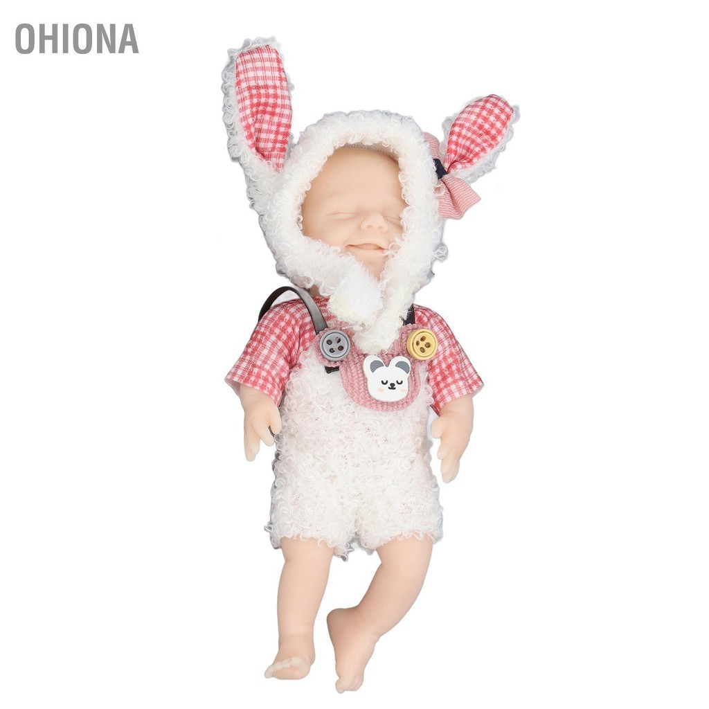 OHIONA ตุ๊กตาเด็กทารกเกิดใหม่ ตุ๊กตา 6 นิ้วซิลิโคนอ่อนนุ่มปลอดภัยสัมผัสจริงตุ๊กตาเด็กทารกแข็งพร้อมเสื้อผ้า