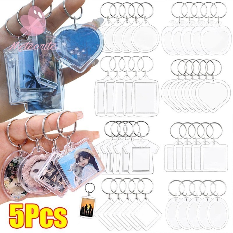 1/3/5ชิ ้ นว ่ างเปล ่ าอะคริลิคพวงกุญแจภาพ DIY ใส ่ ภาพแยกพวงกุญแจกรอบพวงกุญแจคู ่ ครบรอบของขวัญสําเร ็ จการศึกษา