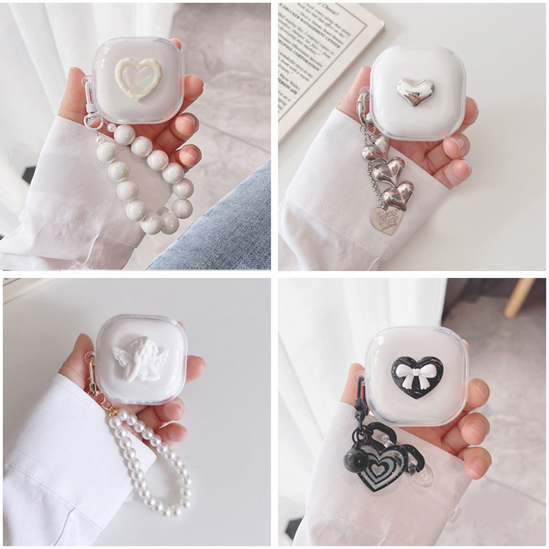 น่ารักรัก/angel shell สําหรับ Baseus WM01/WM02/ WM01 PLUS หูฟังพร้อมจี้ซิลิโคนโปร่งใส TPU สําหรับ Ba