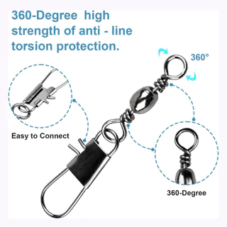 ครีกมูน 100ชิ ้ น/Lot 4#6#8#10#12# หมุนผสมตัวเชื ่ อมต ่ อตกปลา Snap Pin Rolling Lure ตะขอหมุน Carabiner Connectors Tackle อุปกรณ ์ เสริม