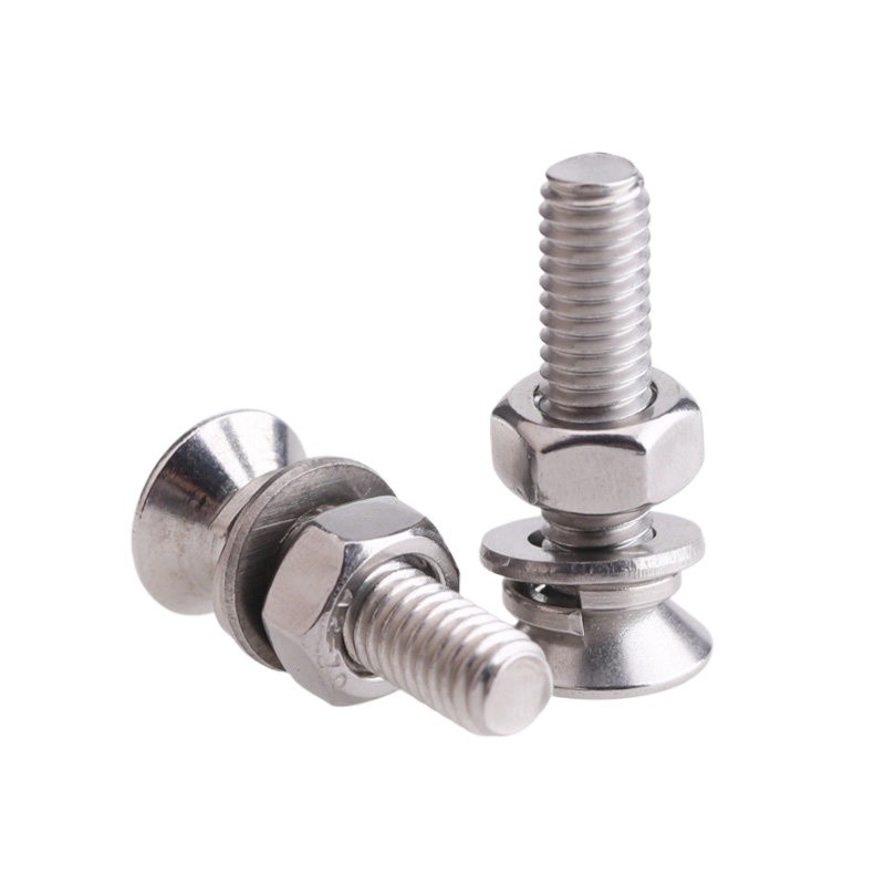 304 สแตนเลสสตีล Countersunk หัวหกเหลี่ยมซ็อกเก็ตสกรู Bolt Nut ปะเก็นชุดปะเก็นยืดหยุ่น M2M3M4M5M