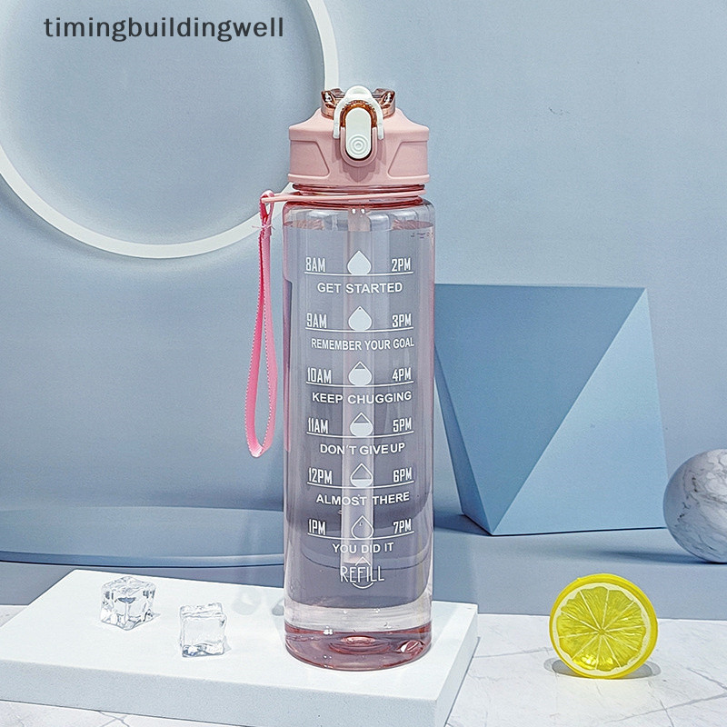 Twth 900ml ขวดกีฬา Time Scale กลางแจ ้ ง Gradient สีทึบขวดกีฬาแบบพกพาฟิตเนสสร ้ างแรงบันดาลใจฟางแก ้ ว Bpa ฟรี QDD