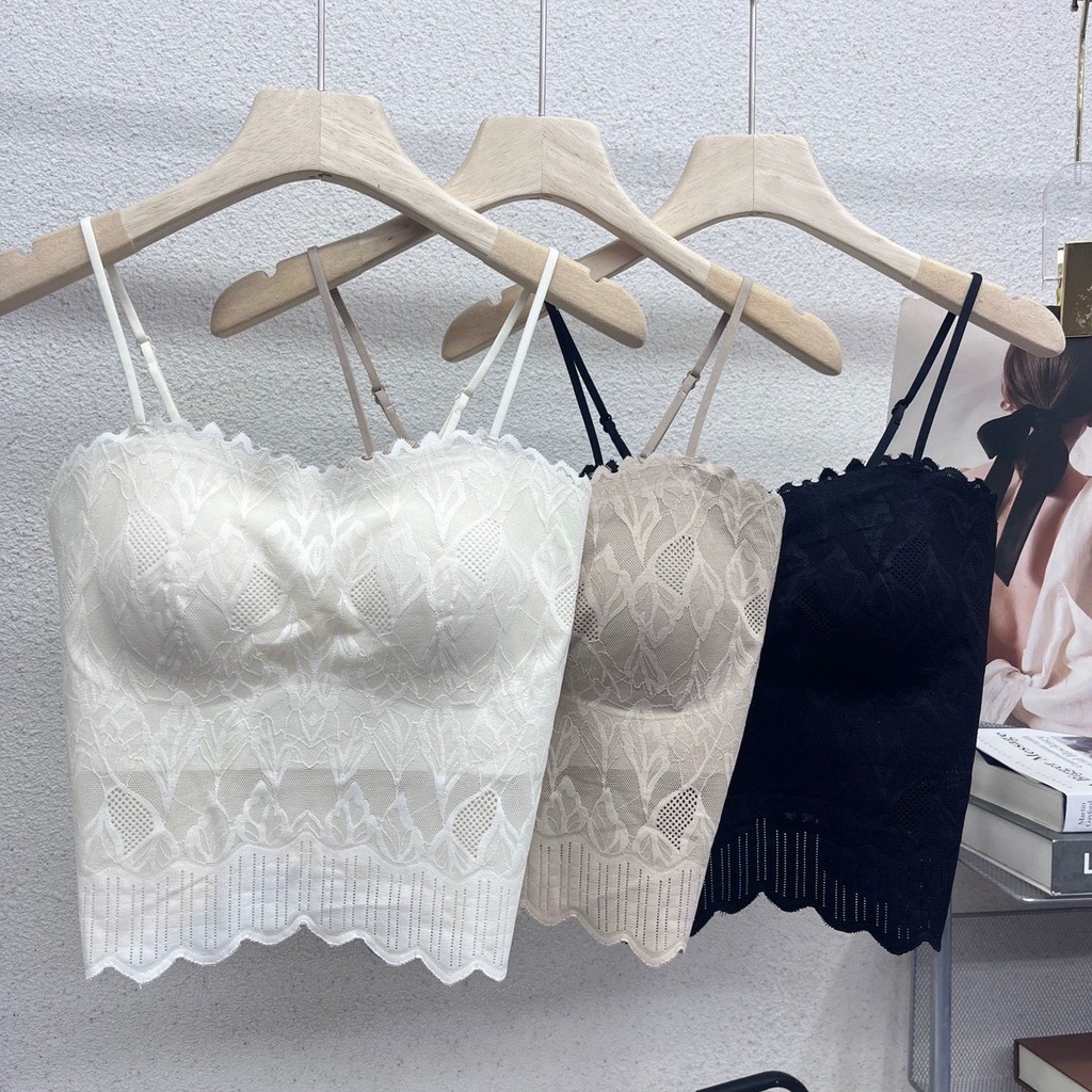 06167 เซ ็ กซี ่ ลูกไม ้ กลับ Breathable Anti Glare คงที ่ ถ ้ วยสายรัดสัมผัส Collarbone ชุดชั ้ นใน