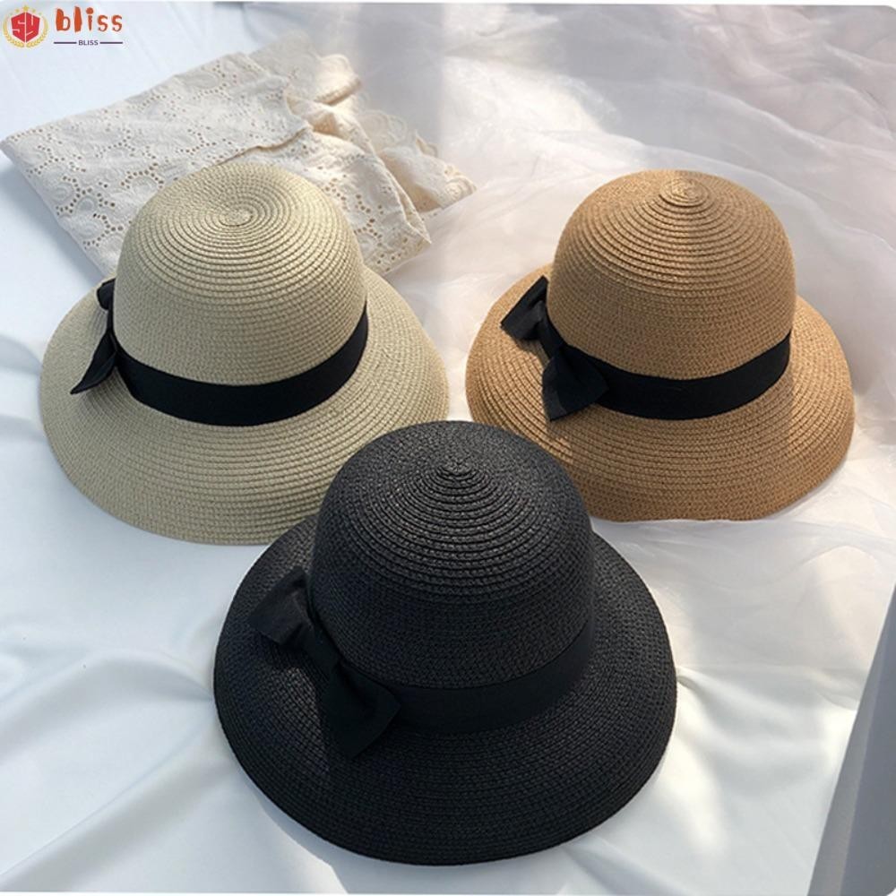 Blliss Travel Bucket Hat, Sunshade Girls Sun Hat, Fashion Outdoor UV Protection Straw Hat