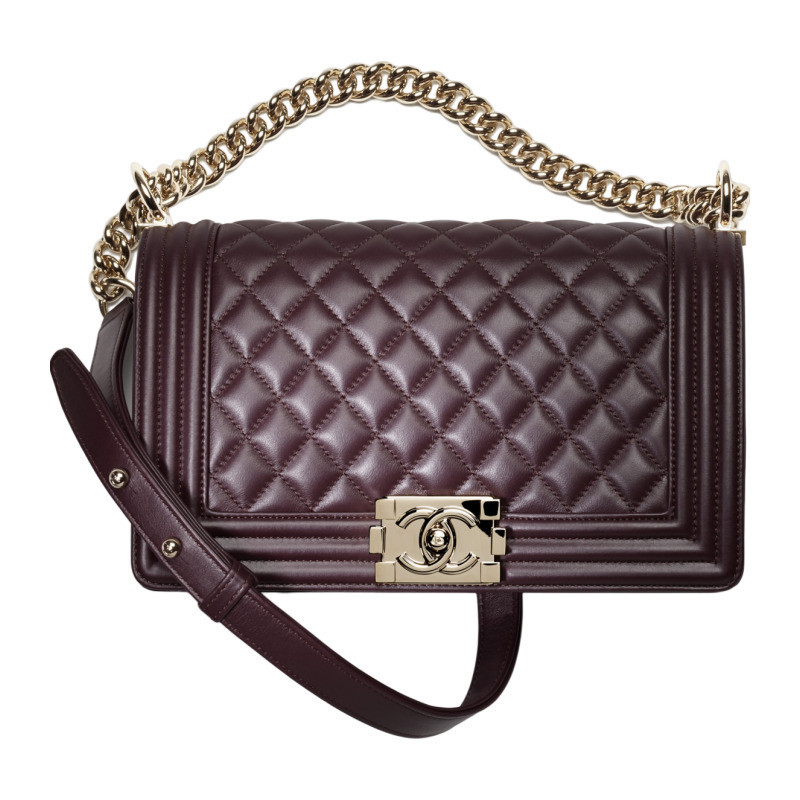 Chanel/Chanel 2023 New Womens Calf Classic Diamond Grid BOY Flap Bag Shoulder