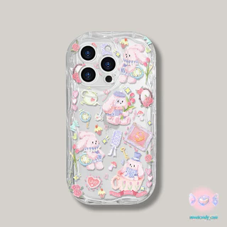 [จัดส่งในพื้นที่] เคสโทรศัพท์สีครีมดอกไม้เข้ากันได้กับiPhone X XR XSหมี 11 13 14 15 12 Pro MAX 7 8 14 15 PLUS 12 13 MINI