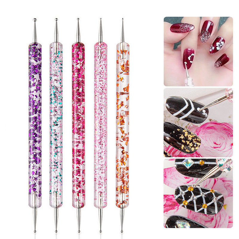 Ur SUGAR 5 ชิ้น Dual-ended เล็บ Dotting ปากกาเครื่องมืออะคริลิควาด Liner เล็บแปรง Rhinestones UV เจลภาพวาดเล็บอุปกรณ์เสริม