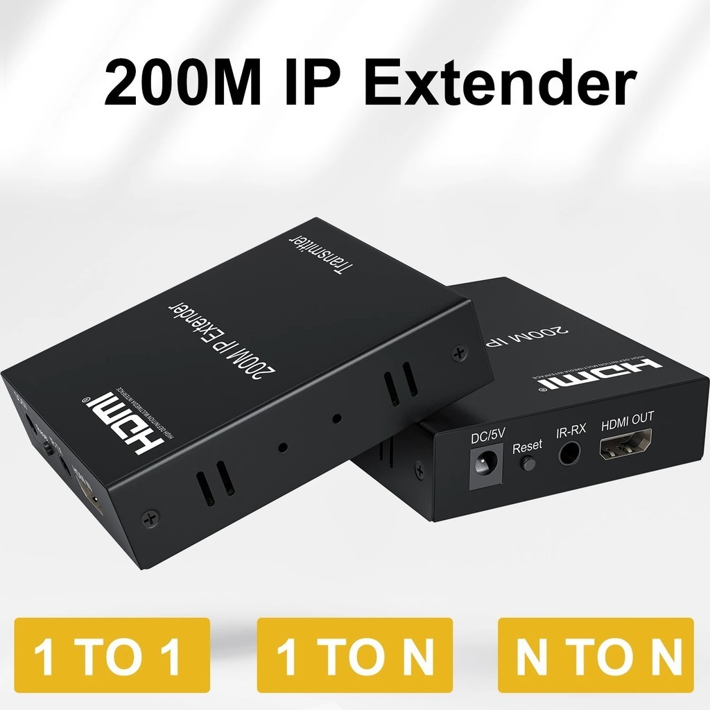 200M HDMI Ethernet Extender HDMI To Rj45 พอร์ต Over Cat5e Cat6 สายเคเบิลเครือข่าย Video Converter เค