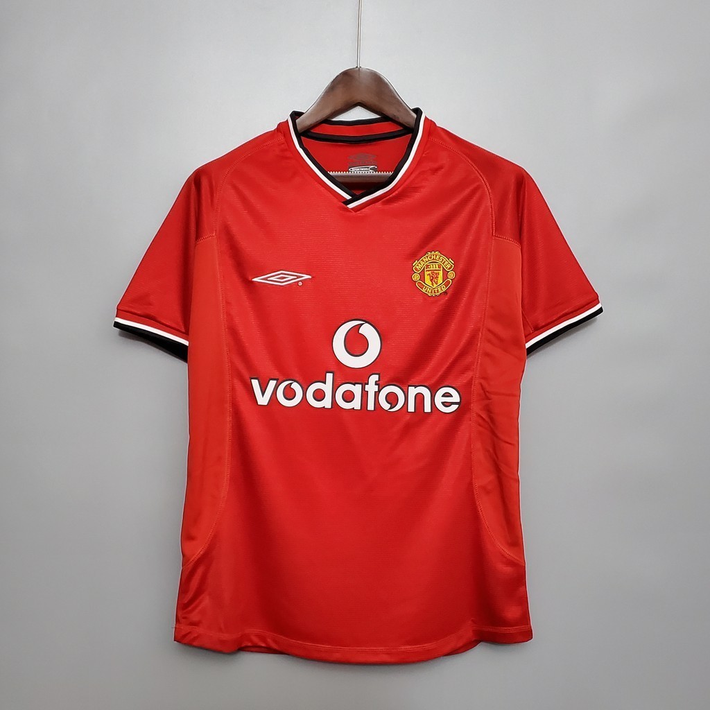 00-01 MU Man Utd Home Red Retro Soccer Jersey Football BECKHAM