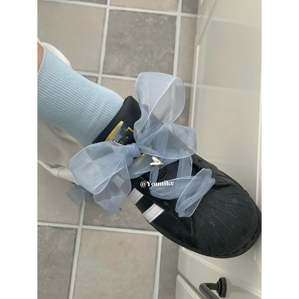 Ins Niche สไตล ์ เกาหลีหวาน Fairy รีดเชือกผูกรองเท ้ า Beige Gauze Shoelaces เหมาะสําหรับรองเท ้ าเชลล ์ เยอรมันการฝึกอบรม Shoelaces