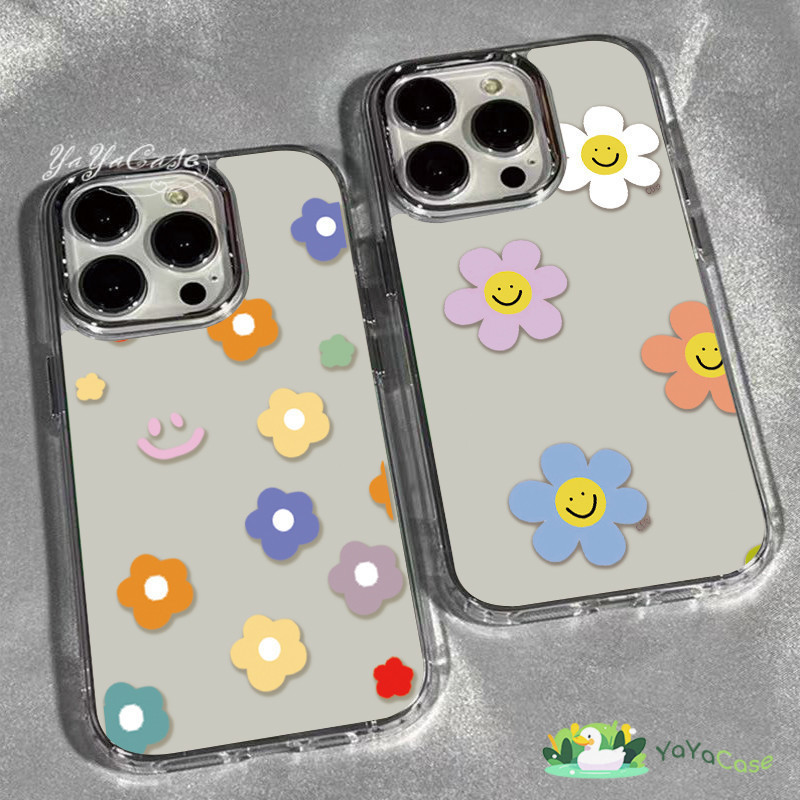 สำหรับ iPhone 11 13 Case FOR เคสไอโฟน14 15 12 pro max 7 8 14 15 Plus X XR XS Max ดอกไม้การ์ตูน รุ่น TPU โปร่งใส CUTE เคส