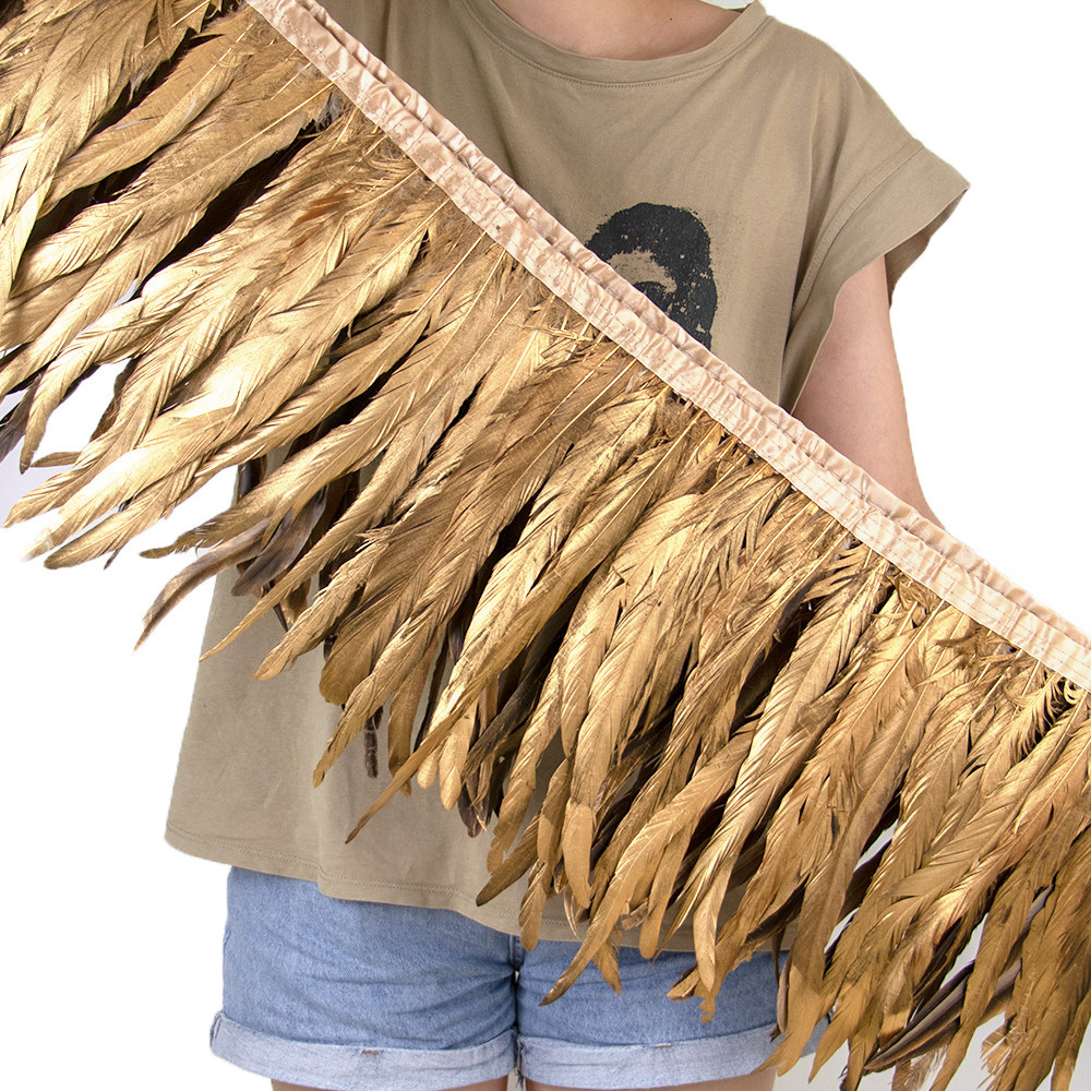 1 เมตรทองเงิน Rooster หาง Feather ริบบิ ้ นหัตถกรรม 25-30 ซม.ขนนกธรรมชาติ Fringe สําหรับงานแต ่ งงานเสื ้ อผ ้ าชุดตกแต ่ ง