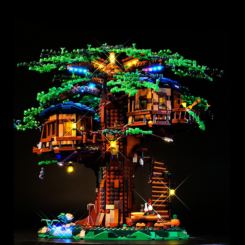 Diy Building Block Lighting Creative Jungle Cabin ใช ้ งานร ่ วมกับ Lego 21318 Tree House Lighting Fixture LED รีโมทคอนโทรลแสง PP8Z