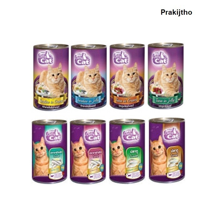 อาหารแมว Catty Cat ชนิดเปียก กระป๋อง 400 g. ในเยลลี่และเกรวี่ กลิ่นหอม กินง่าน _Prakijtho