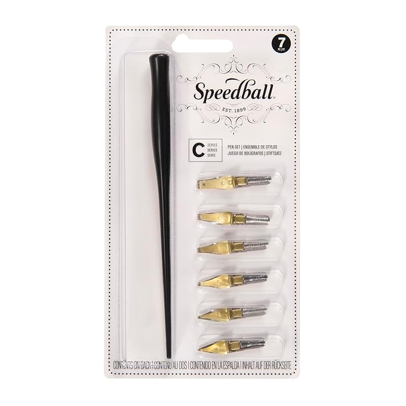 Speedball C Series Lettering Pen Set Pen Holder 1, Nib 6 1pc (1pack) Black Calligraphy Pen Set