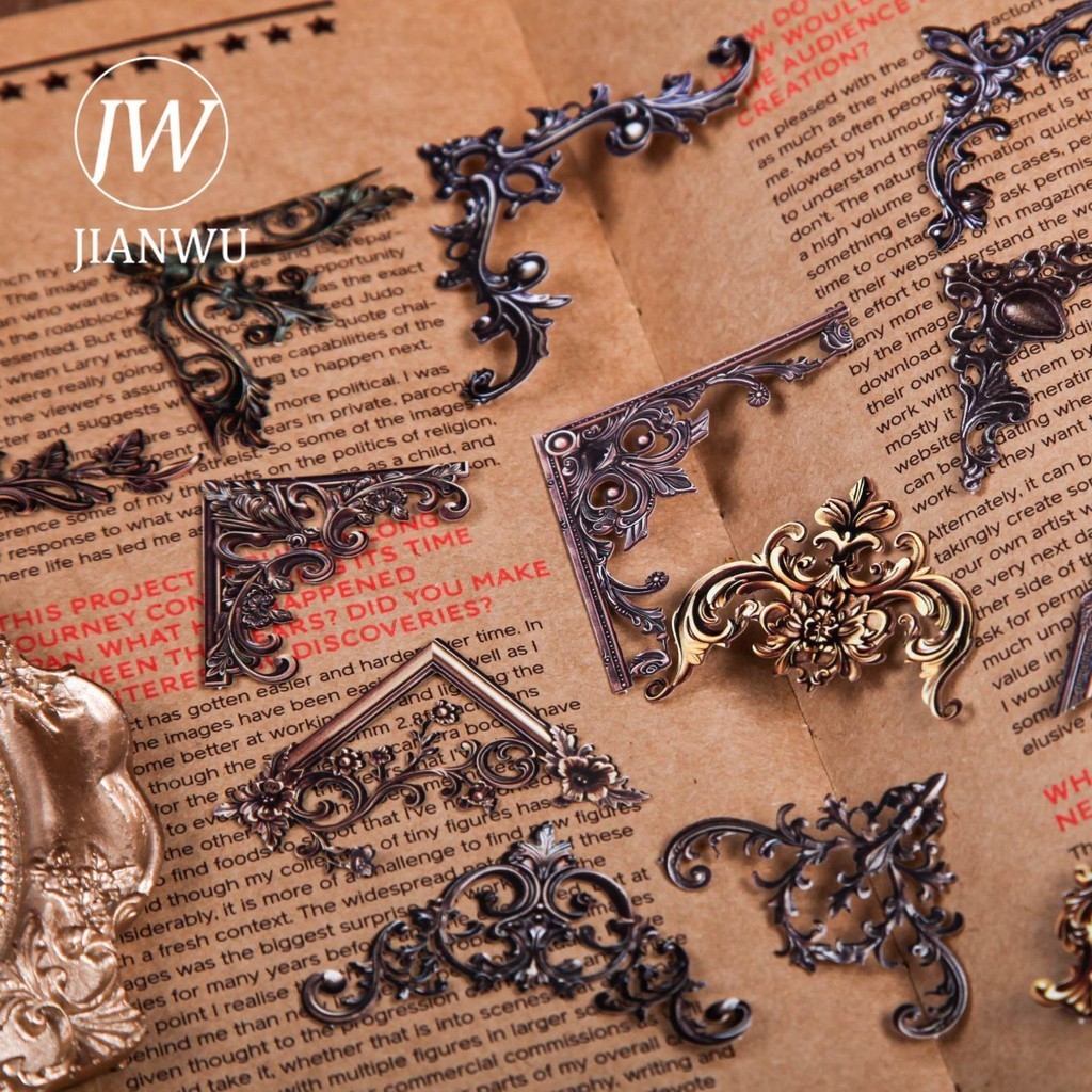 Jianwu 24 แผ ่ น Baroque Series Vintage Hollow มุมวัสดุ Collage สติกเกอร ์ Creative DIY Journal Scrapbooking เครื ่ องเขียน