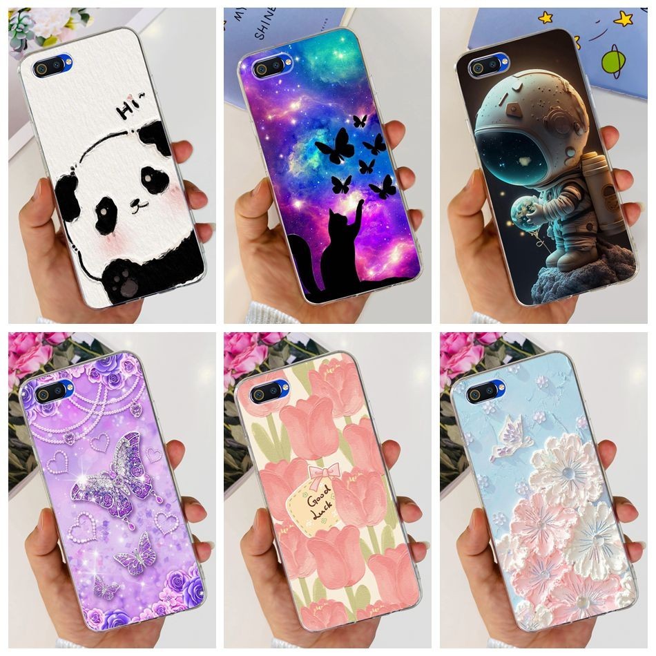 สําหรับ Realme C2 C2s C1 น ่ ารักแพนด ้ าดอกไม ้ ทาสีซิลิโคน TPU กรณี RealmeC2 RealmeC1 A1603 RMX1941 เคสโทรศัพท ์