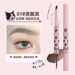 Flortte ดินสอเขียนคิ ้ วและเจลเขียนคิ ้ ว Two-In-One Double-Ended กันน ้ ํา Plush Matte คิ ้ ว Non-Clumping