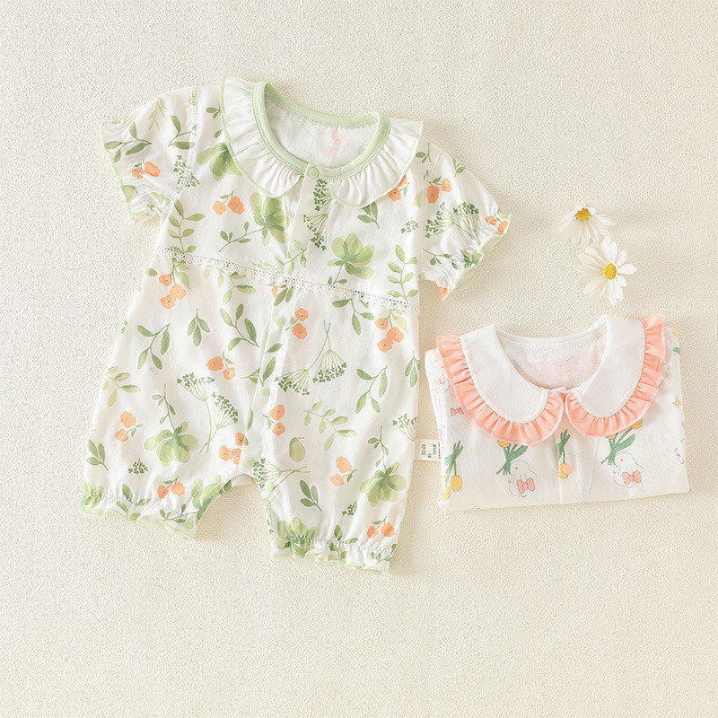 ชุดรอมเปอร ์ ลายดอกไม ้ ลายการ ์ ตูนเด ็ กผู ้ หญิง 59ซม.-90ซม