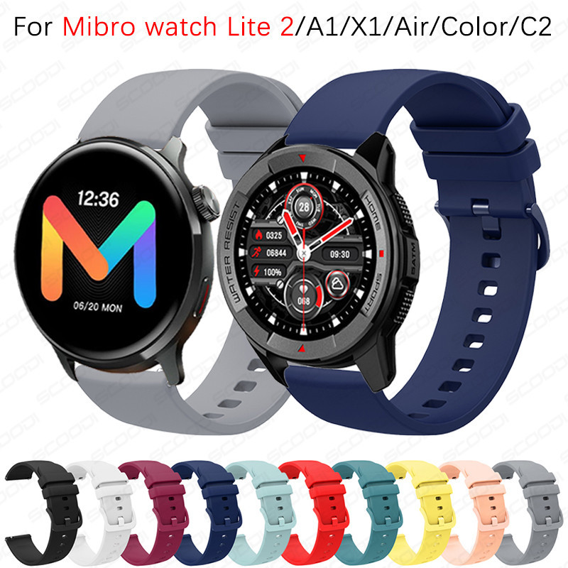 ซิลิโคนอ่อนนุ่มเปลี่ยนสายนาฬิกาสําหรับ Mibro watch Lite 2 / C3 / A2 / A1 / X1 / Air / สี / C2 สายรัดข้อมืออัจฉริยะสร้อยข้อมือกีฬา