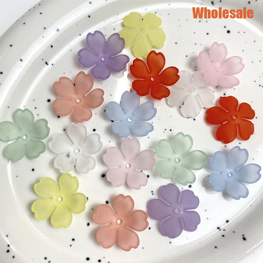 50 ชิ้น 14 มิลลิเมตร Frosted Receptacle 5 กลีบช่อดอกไม้ DIY ต่างหูสีอบอุ่นเครื่องประดับทําอุปกรณ์เสริมวัสดุ