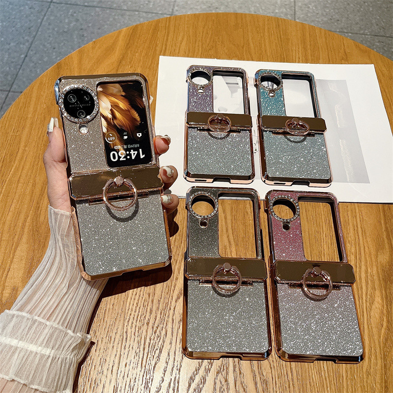 ความงามหรูหรา Electroplated สําหรับ OPPO ค้นหา N3 Flip N2 Flip แฟชั่นการออกแบบ Glitter N3Flip N2Flip พร้อมผู้ถือแหวนเคสโทรศัพท์