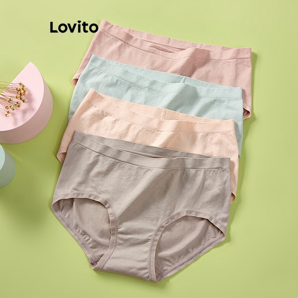Lovito กางเกงชั้นในกีฬาผู้หญิง เบสิก สีพื้น LNA27418 (แอปริคอท/เทา/ชมพู/เขียว)