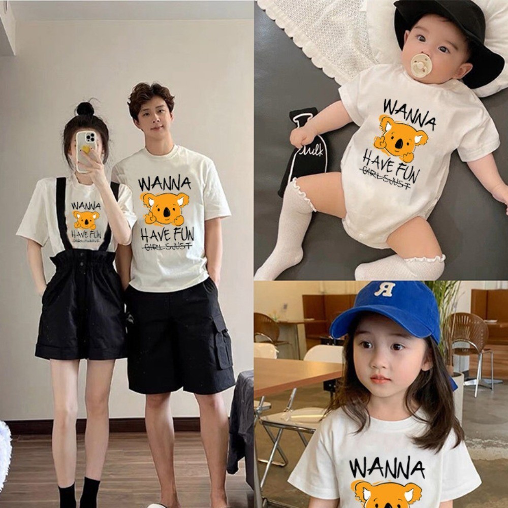 เสื้อยืดลําลอง แขนสั้น พิมพ์ลายโคอาล่า วันนา เหมาะกับครอบครัว แฟชั่นสําหรับแม่ และลูก