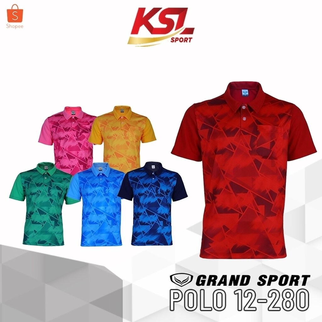 Grand Sport เสื้อโปโล เสื้อคอปก แกรนด์สปอร์ต 2024 รหัส 12-280 - สีฟ้า/กรมท่า/เขียว/แดง/ชมพู/เหลือง